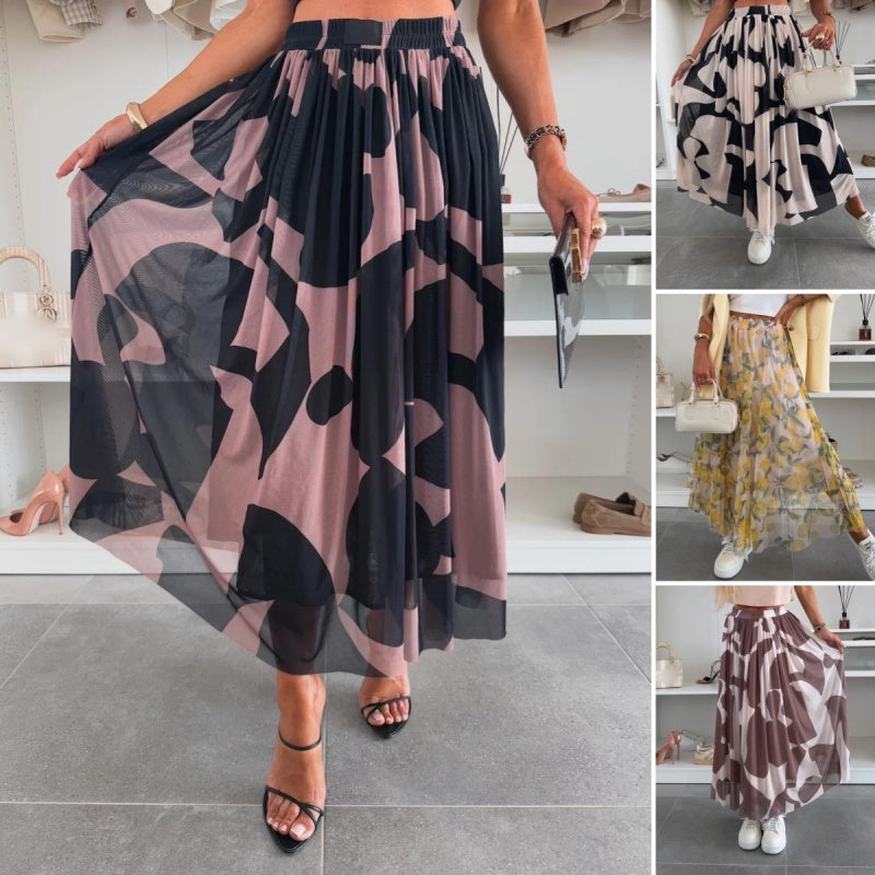 ✨2025 New Design🎀Women’s Trendy Print Elastic Waistband Flowy Maxi Skirt