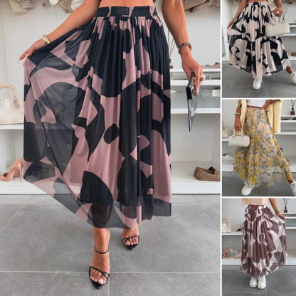 ✨2025 New Design🎀Women’s Trendy Print Elastic Waistband Flowy Maxi Skirt