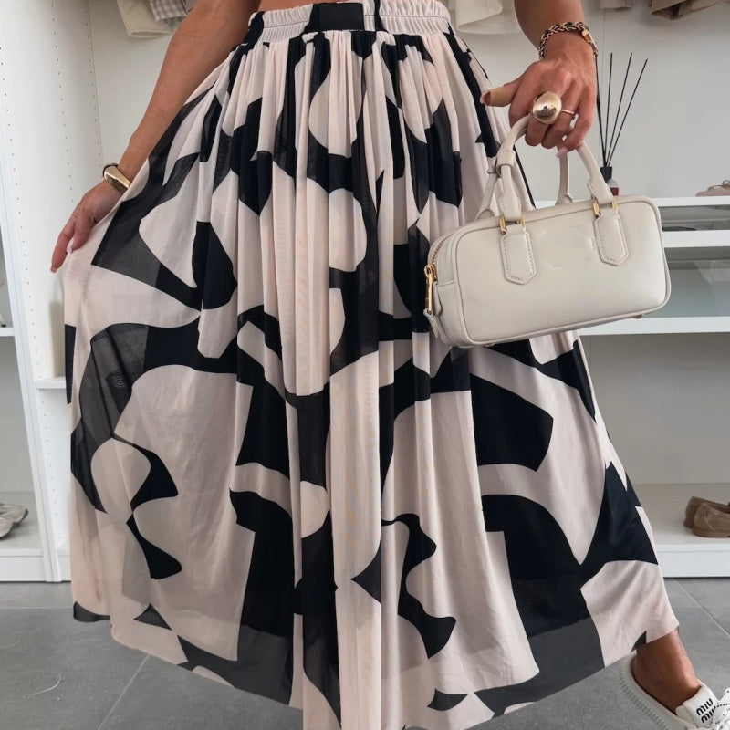 ✨2025 New Design🎀Women’s Trendy Print Elastic Waistband Flowy Maxi Skirt