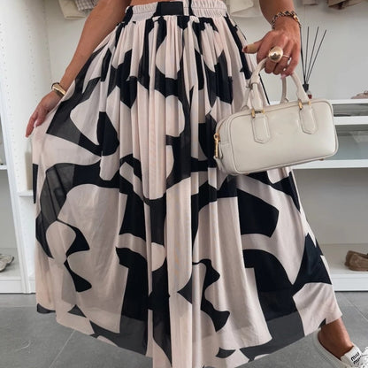 ✨2025 New Design🎀Women’s Trendy Print Elastic Waistband Flowy Maxi Skirt