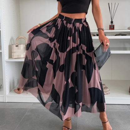 ✨2025 New Design🎀Women’s Trendy Print Elastic Waistband Flowy Maxi Skirt