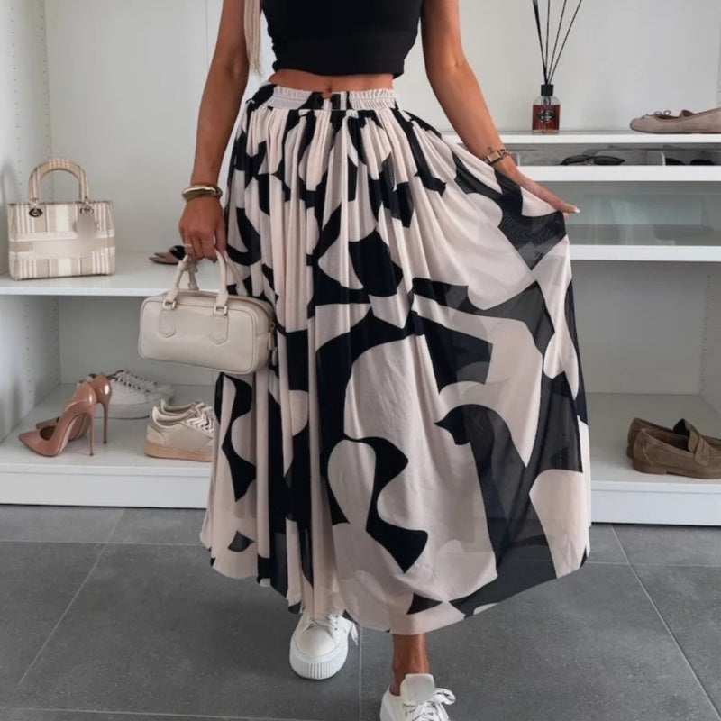 ✨2025 New Design🎀Women’s Trendy Print Elastic Waistband Flowy Maxi Skirt