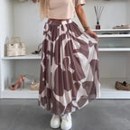 ✨2025 New Design🎀Women’s Trendy Print Elastic Waistband Flowy Maxi Skirt