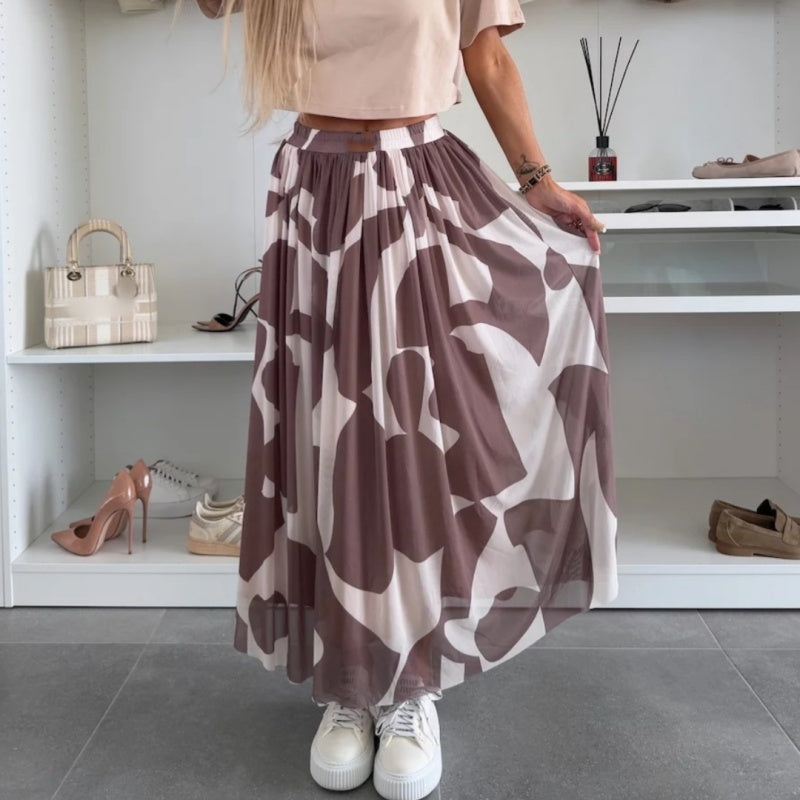 ✨2025 New Design🎀Women’s Trendy Print Elastic Waistband Flowy Maxi Skirt