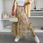 ✨2025 New Design🎀Women’s Trendy Print Elastic Waistband Flowy Maxi Skirt