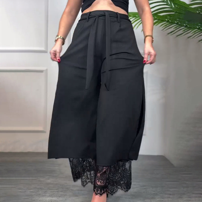 ⏳ Limited time 50% off! 💥Sexy Lace Lined Wide Leg Pants（The more you buy, the higher the discount）