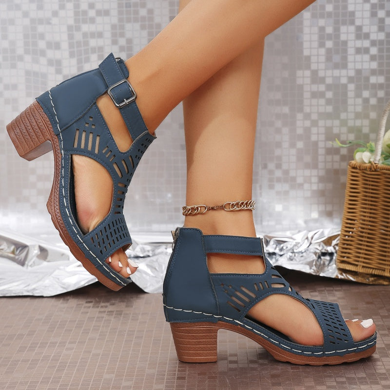 ⏳ Limited time 50% off! 💥Versatile Hollow Out Mid Heel Open Toe Sandals（The more you buy, the higher the discount）