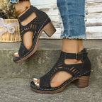 ⏳ Limited time 50% off! 💥Versatile Hollow Out Mid Heel Open Toe Sandals（The more you buy, the higher the discount）