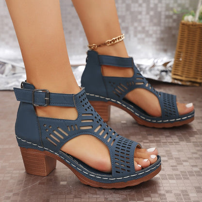 ⏳ Limited time 50% off! 💥Versatile Hollow Out Mid Heel Open Toe Sandals（The more you buy, the higher the discount）
