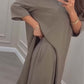 💃Limited Sale 50% OFF💕Solid Color Irregular Top & Wide-Leg Pants 2-PCS Set