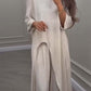 💃Limited Sale 50% OFF💕Solid Color Irregular Top & Wide-Leg Pants 2-PCS Set
