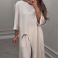 💃Limited Sale 50% OFF💕Solid Color Irregular Top & Wide-Leg Pants 2-PCS Set