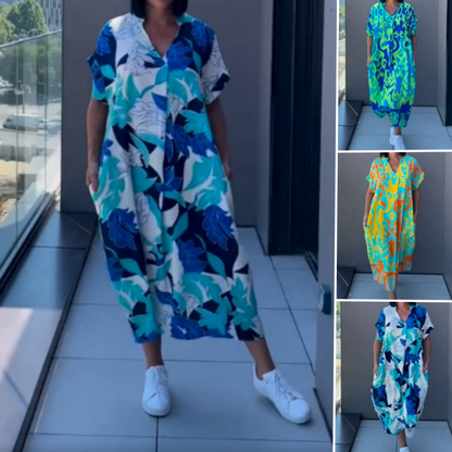 💜Limited Sale 50% OFF 👗Women's Casual Elegant Printed V-Neck Dress