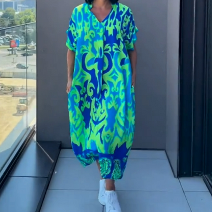 💜Limited Sale 50% OFF 👗Women's Casual Elegant Printed V-Neck Dress