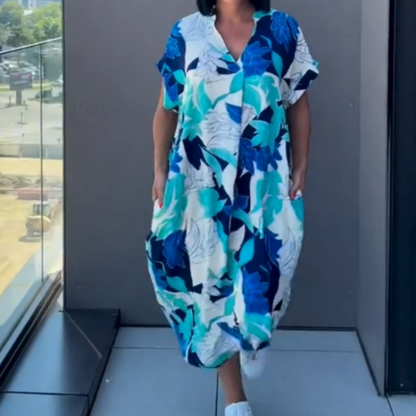 💜Limited Sale 50% OFF 👗Women's Casual Elegant Printed V-Neck Dress