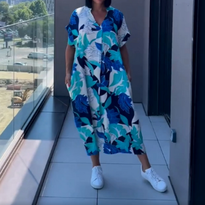 💜Limited Sale 50% OFF 👗Women's Casual Elegant Printed V-Neck Dress