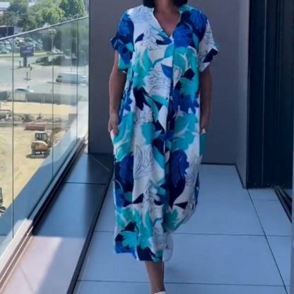 💜Limited Sale 50% OFF 👗Women's Casual Elegant Printed V-Neck Dress
