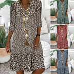 🌸Seasonal Styles💐Women's Fashion Printed Mid Sleeve V-Neck Dresses
