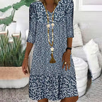 🌸Seasonal Styles💐Women's Fashion Printed Mid Sleeve V-Neck Dresses