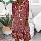 🌸Seasonal Styles💐Women's Fashion Printed Mid Sleeve V-Neck Dresses