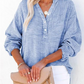 💖Limited Sale 50% OFF💖Women’s Casual Gauze Button Neck Long Sleeve Blouse