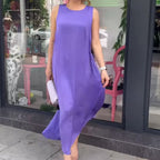 💜Vente limitée -50 %💜Robe longue ample violette sans manches pour femme