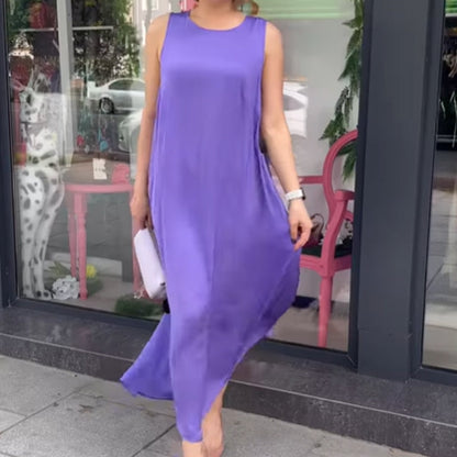 💜Limited Sale 50% OFF💜Women's Purple Sleeveless Loose Fit Maxi Dress