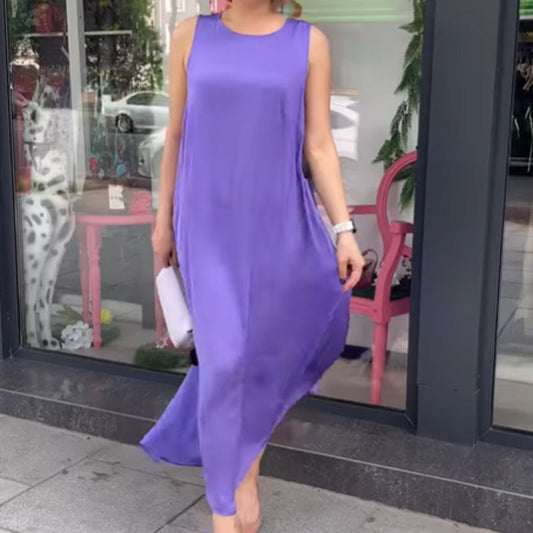 💜Limited Sale 50% OFF💜Women's Purple Sleeveless Loose Fit Maxi Dress