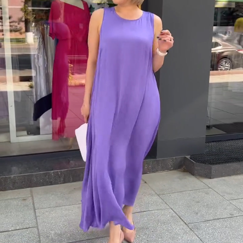💜Limited Sale 50% OFF💜Women's Purple Sleeveless Loose Fit Maxi Dress