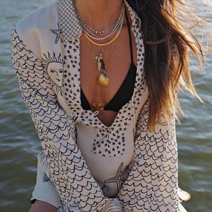 💕2025 HOT SALE 50% OFF💕 Satin Unique Letter Print Tassle Shirt and Elastic Waist Shorts Set