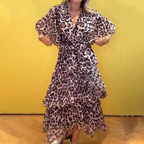 🎉2025 LAST DAY SALE 50% OFF🔥Women's Leopard Print Tiered Layered Dress