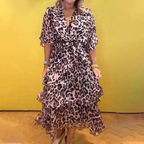 🎉2025 LAST DAY SALE 50% OFF🔥Women's Leopard Print Tiered Layered Dress