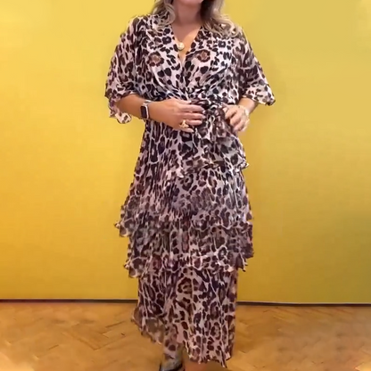 🎉2025 LAST DAY SALE 50% OFF🔥Women's Leopard Print Tiered Layered Dress