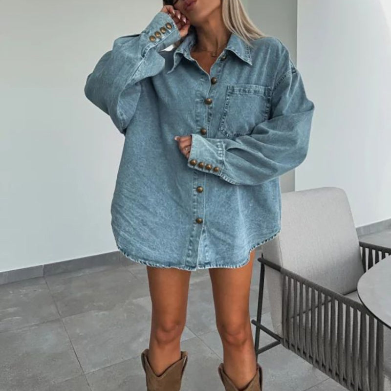 ✨Early Summer New✨Women's Summer Denim Set Oversized Shirt & Skirt Shorts