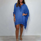 💖50% OFF💖Women's V-Neck Solid Color Mini Dress