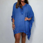 💖50% OFF💖Women's V-Neck Solid Color Mini Dress