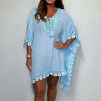💖50% OFF💖Women's V-Neck Solid Color Mini Dress