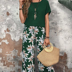 💕Limited Sale 50% OFF💕Women's Casual Floral Print Wide Leg Trousers and Short Sleeve Top Set