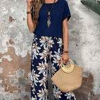 💕Limited Sale 50% OFF💕Women's Casual Floral Print Wide Leg Trousers and Short Sleeve Top Set
