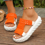🔥2025 HOT SALE-50% OFF🔥Bright Color Chunky Woven Slippers