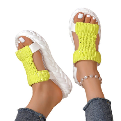 🔥2025 HOT SALE-50% OFF🔥Bright Color Chunky Woven Slippers