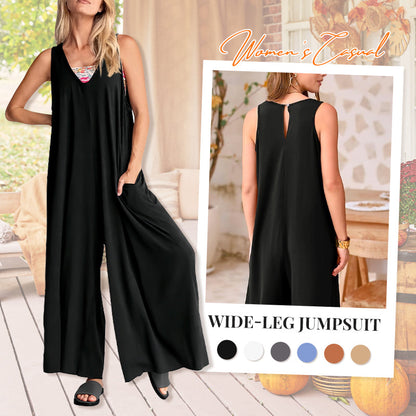 💃Limited Sale 50% OFF💕Women's Casual V-Neck Sleeveless Wide-Leg Jumpsuit