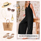 💃Limited Sale 50% OFF💕Women's Casual V-Neck Sleeveless Wide-Leg Jumpsuit