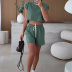 🔥Summer Hot Sale-50% Off🩷Women's Fashion Solid Color Sleeveless Top & Shorts Two Piece Set