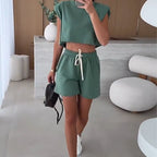 🔥Summer Hot Sale-50% Off🩷Women's Fashion Solid Color Sleeveless Top & Shorts Two Piece Set