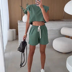 🔥Summer Hot Sale-50% Off🩷Women's Fashion Solid Color Sleeveless Top & Shorts Two Piece Set