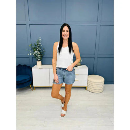 🔥Big price reduction🩳High Rise Frayed Hem Cut Off Jean Shorts