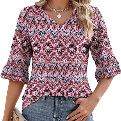 ❤️2025 New Products❤️Women's Elegant Ruffle Sleeve V-Neck Tops