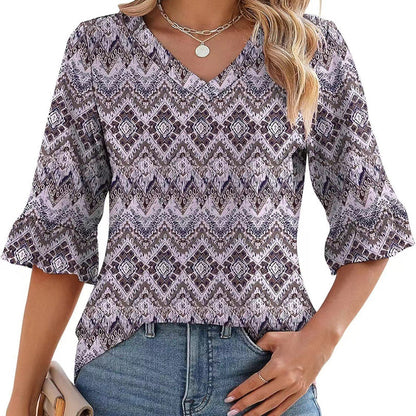 ❤️2025 New Products❤️Women's Elegant Ruffle Sleeve V-Neck Tops
