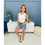 💖LAST DAY SALE 50% OFF🥰High Rise Frayed Hem Cut Off Dad Shorts